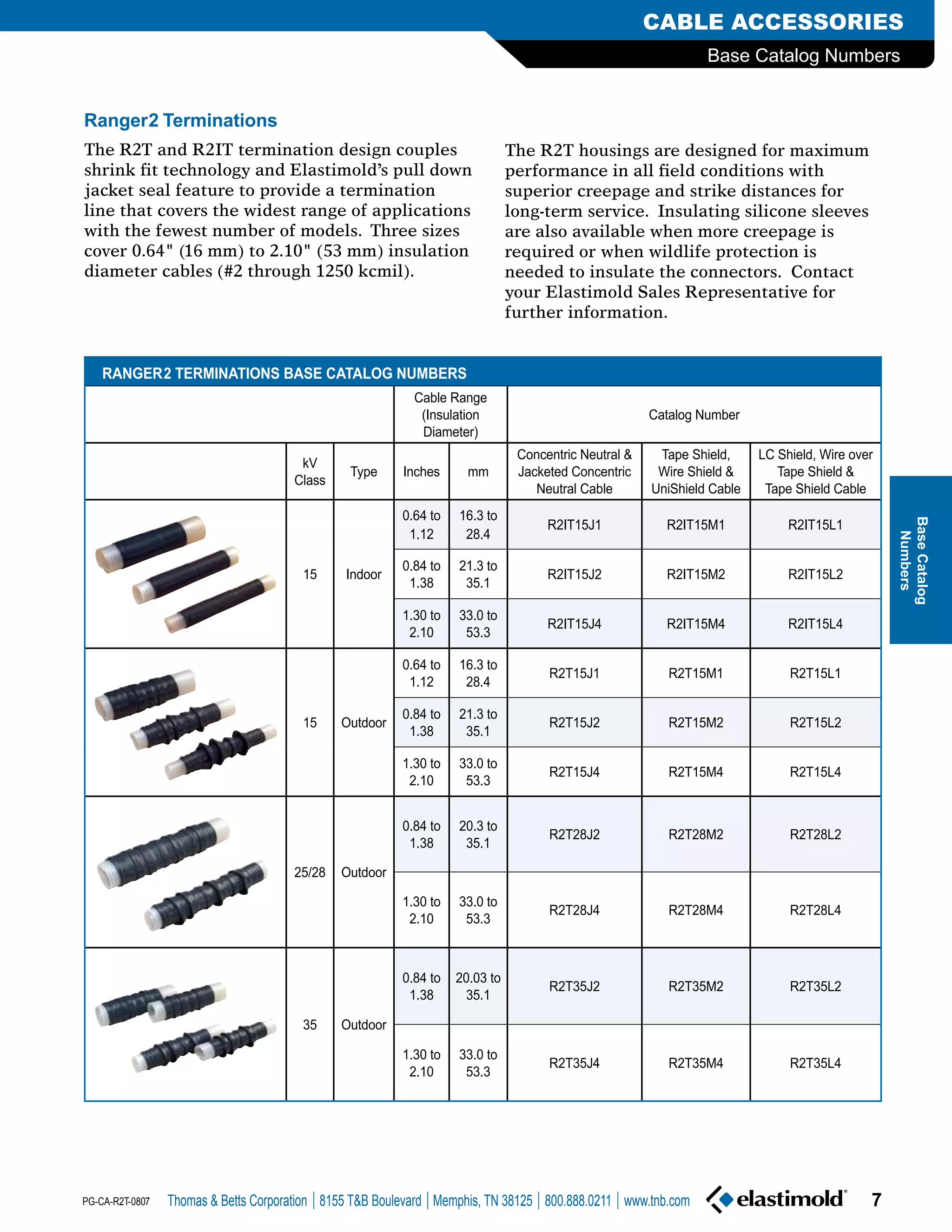 Elastimold Shrink Fit Cable Terminations Elastimold Ranger 2 PDF