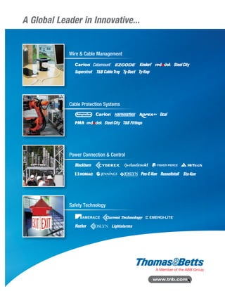 Wire  Cable Management
Power Connection  Control
Cable Protection Systems
Safety Technology
®
A Global Leader in Innovative...
Colour of the Logo = White
 