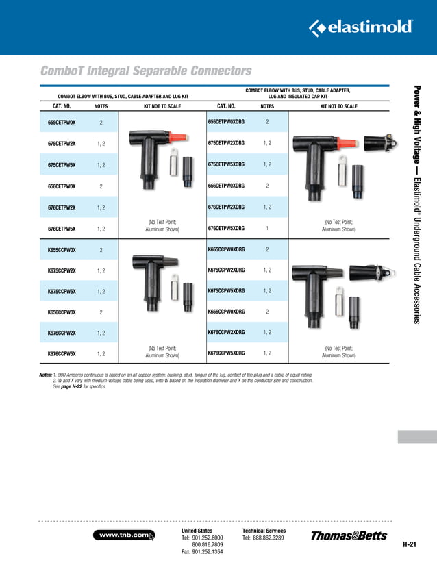 Elastimold Cable Connectors, Joints, Terminations Catalogue PDF