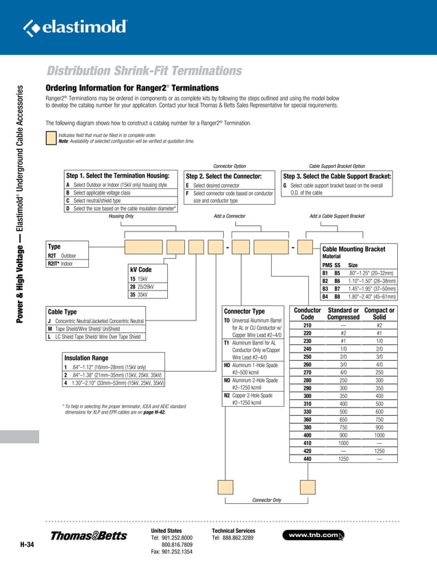 Elastimold Cable Connectors, Joints, Terminations Catalogue PDF