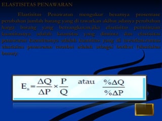 EELLAASSTTIISSIITTAASS PPEENNAAWWAARRAANN 
EEllaassttiissiittaass PPeennaawwaarraann mmeenngguukkuurr bbeessaarrnnyyaa pprroosseennttaassee 
ppeerruubbaahhaann jjuummllaahh bbaarraanngg yyaanngg ddii ttaawwaarrkkaann aakkiibbaatt aaddaannyyaa ppeerruubbaahhaann 
hhaarrggaa bbaarraanngg yyaanngg bbeerrssaannggkkuuttaann..jjiikkaa eellaassttiissiittaass ppeerrmmiinnttaaaann 
kkuuaannttiittaassnnyyaa aaddaallaahh kkuuaannttiittaass yyaanngg ddiimmiinnttaa ddaann eellaassttiissiittaass 
ppeennaawwaarraann kkuuaannttiittaassnnyyaa aaddaallaahh kkuuaannttiittaass yyaanngg ddii ttaawwaarrkkaann..rruummuuss 
eellaassttiissiittaass ppeennaawwaarraann tteerrsseebbuutt aaddaallaahh sseebbaaggaaii bbeerriikkuutt ((eellaassttiissiittaass 
bbuussuurr)):: 
 