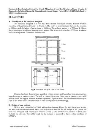 ELASTOMERIC BASE ISOLATION SYSTEM FOR SEISMIC MITIGATION OF LOW-RISE ...
