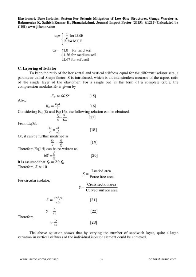 Elastomeric Base Isolation System For Seismic Mitigation Of - 