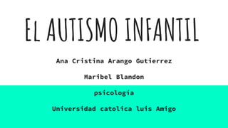 El AUTISMO INFANTIL
Ana Cristina Arango Gutierrez
Maribel Blandon
psicología
Universidad catolica luis Amigo
 