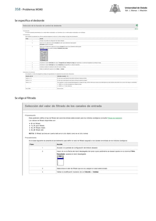358 - Problemas M340
Universidad de Oviedo
ISA - J. Alonso - I. Machón
Se especIfica el desborde
Se elige el filtrado
 