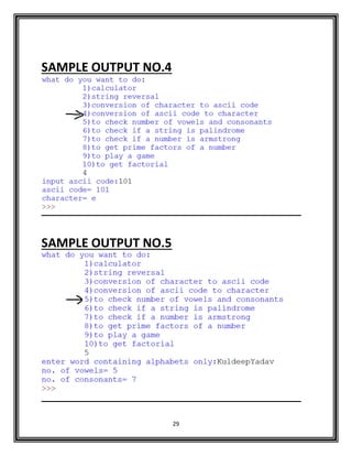 29
SAMPLE OUTPUT NO.4
SAMPLE OUTPUT NO.5
 