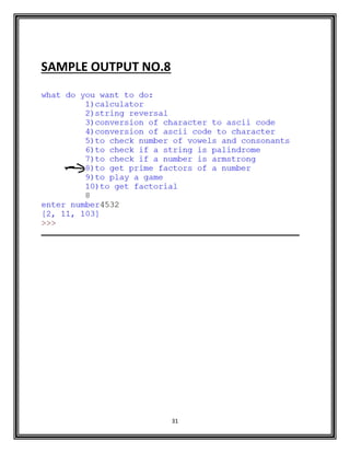 31
SAMPLE OUTPUT NO.8
 