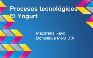 Procesos tecnológicos
El Yogurt
Macarena Rayo
Dominique Mora 8ºA
 
