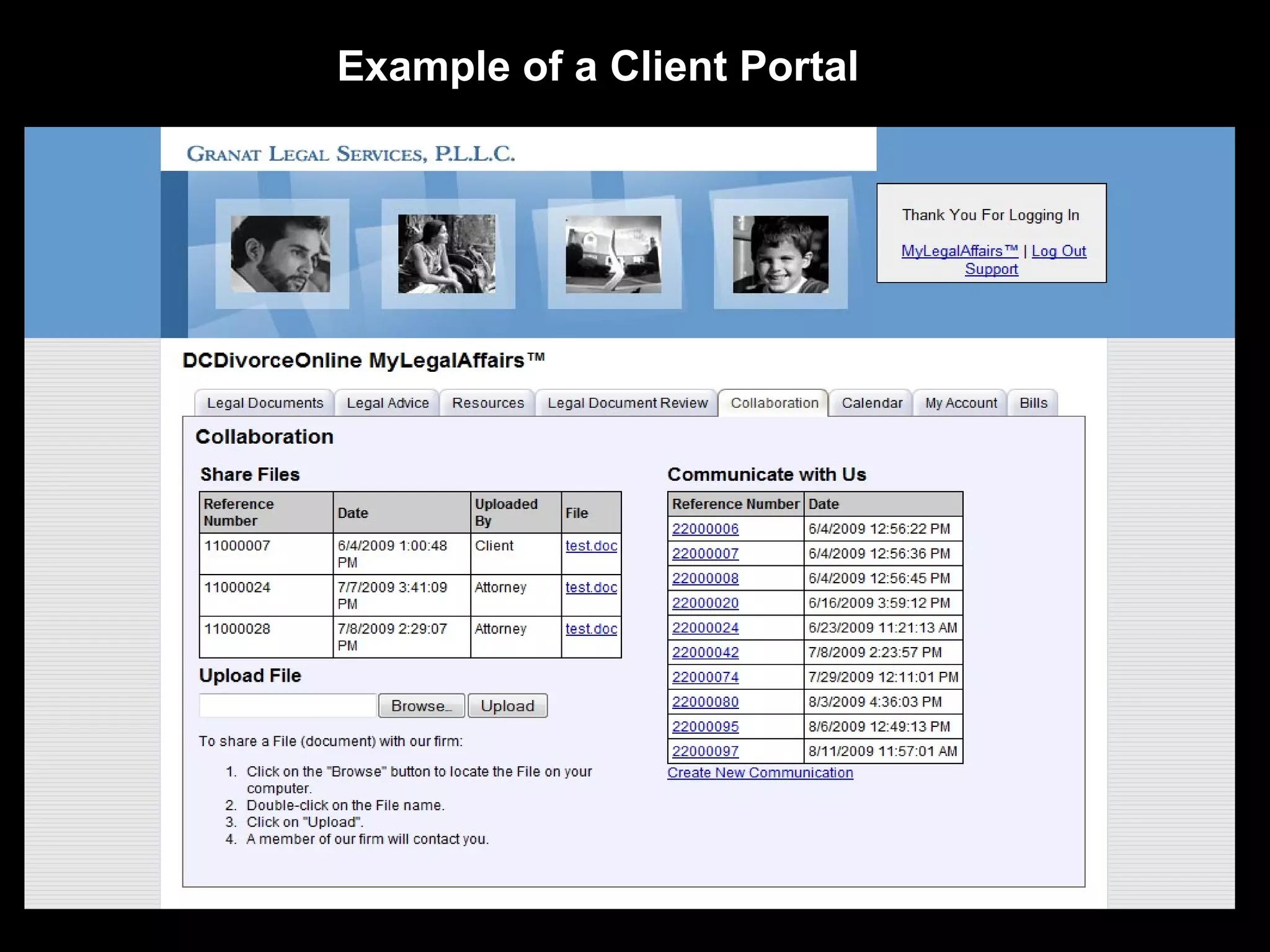 Example of a Client Portal 
