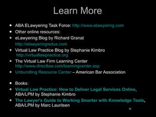 Virtual Law Practice: Basic Concept from the ABA ELawyering Task Force Slide 35