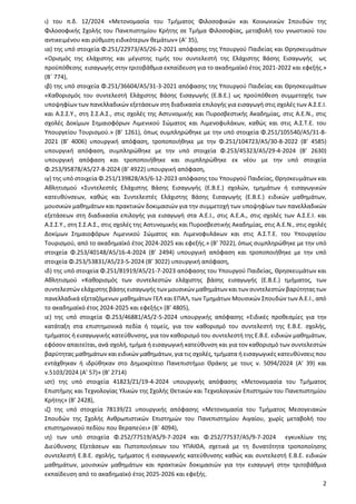 2
ι) του π.δ. 12/2024 «Μετονομασία του Τμήματος Φιλοσοφικών και Κοινωνικών Σπουδών της
Φιλοσοφικής Σχολής του Πανεπιστημίο...