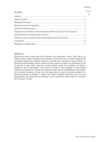 El azúcar
María Dolores Montalvo Carcelén
1
El azúcar
Abstract...............................................................
