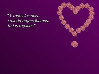 “ Y todos los días, cuando regresábamos, tú las regabas” 