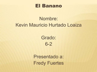 El Banano
Nombre:
Kevin Mauricio Hurtado Loaiza
Grado:
6-2
Presentado a:
Fredy Fuertes
 