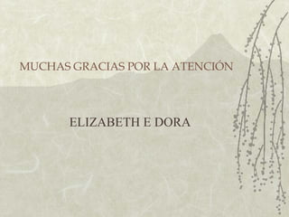 MUCHAS GRACIAS POR LA ATENCIÓN ELIZABETH E DORA 