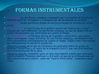 Los luthiersParte de la importancia que gana la música instrumental se debe al trabajo realizado por los luthiers.Algunos de los más destacados fueron Stradivari y Amati.Busca información sobre los luthiers: el trabajo que desarrollaban, los instrumentos que construían, etc.También puedes buscar información sobre los famosos violines Stradivari.
