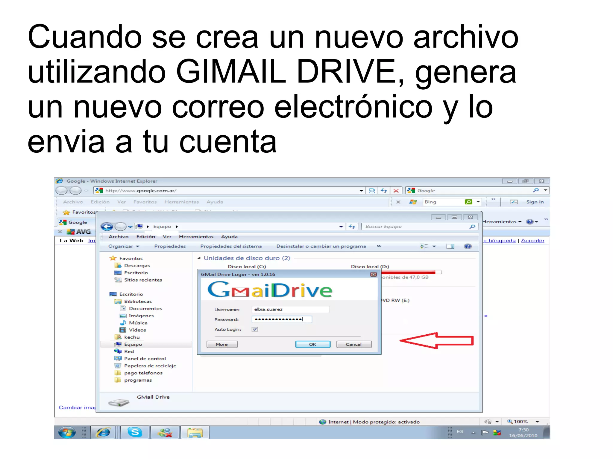 Cuando se crea un nuevo archivo utilizando GIMAIL DRIVE, genera un nuevo correo electrónico y lo envia a tu cuenta 