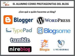 ¿Con qué o quién hacerme un blog? EL ALUMNO COMO PROTAGONITAS DEL BLOG 