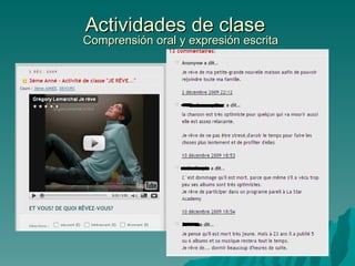 Actividades de clase Comprensión oral y expresión escrita 