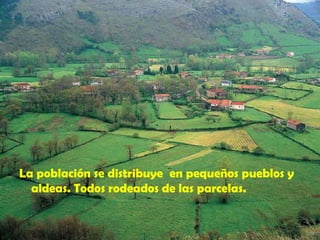 La población se distribuye en pequeños pueblos y
  aldeas. Todos rodeados de las parcelas.
 
