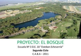 Bosques de Palermo PROYECTO: EL BOSQUE Escuela Nº 3 D.E. 10 “Esteban Echeverría”  Segundo Ciclo C.A.B.A – 2011 