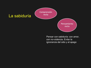 La sabiduría




               Pensar con sabiduría: con amor,
               con no-violencia. Evitar la
               ignorancia del odio y el apego
 