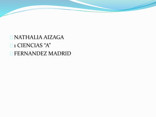 NATHALIA AIZAGA 
1 CIENCIAS “A” 
FERNANDEZ MADRID 

