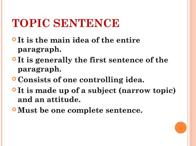 Elc 080 Writing Skill Thesis Statement Topic Sentence Topic Sentence And Thesis Statement
