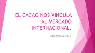 EL CACAO NOS VINCULA
AL MERCADO
INTERNACIONAL.
LICDA. SANDRA CHÁVEZ C.
 