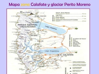 Mapa  zona  Calafate y glaciar Perito Moreno 