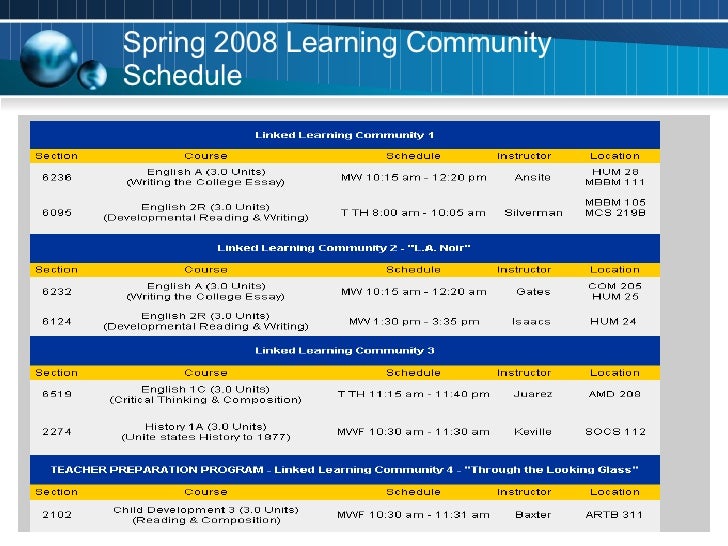 college school schedule