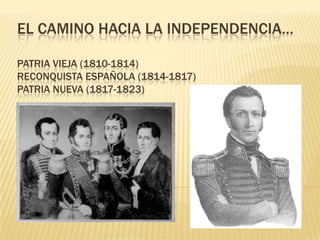 EL CAMINO HACIA LA INDEPENDENCIA…

PATRIA VIEJA (1810-1814)
RECONQUISTA ESPAÑOLA (1814-1817)
PATRIA NUEVA (1817-1823)
 