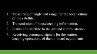 Satellite telemetry tracking command and monitoring subsystem ...