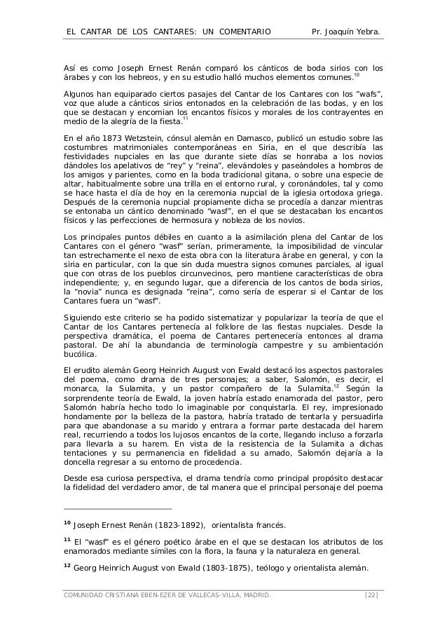 El Cantar De Los Cantares Un Comentario