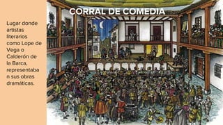 CORRAL DE COMEDIA
Lugar donde
artistas
literarios
como Lope de
Vega o
Calderón de
la Barca,
representaba
n sus obras
dramáticas.
 