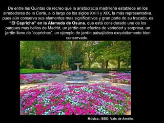 Música.: BSO, Vals de Amelie. De entre las Quintas de recreo que la aristocracia madrileña establece en los alrededores de...