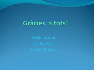 Mehdi Labni
Carlos Espí
Xavier Miñarro
 