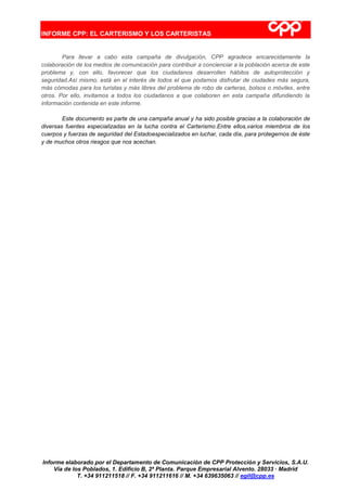 INFORME CPP: EL CARTERISMO Y LOS CARTERISTAS  
Informe elaborado por el Departamento de Comunicación de CPP Protección ...