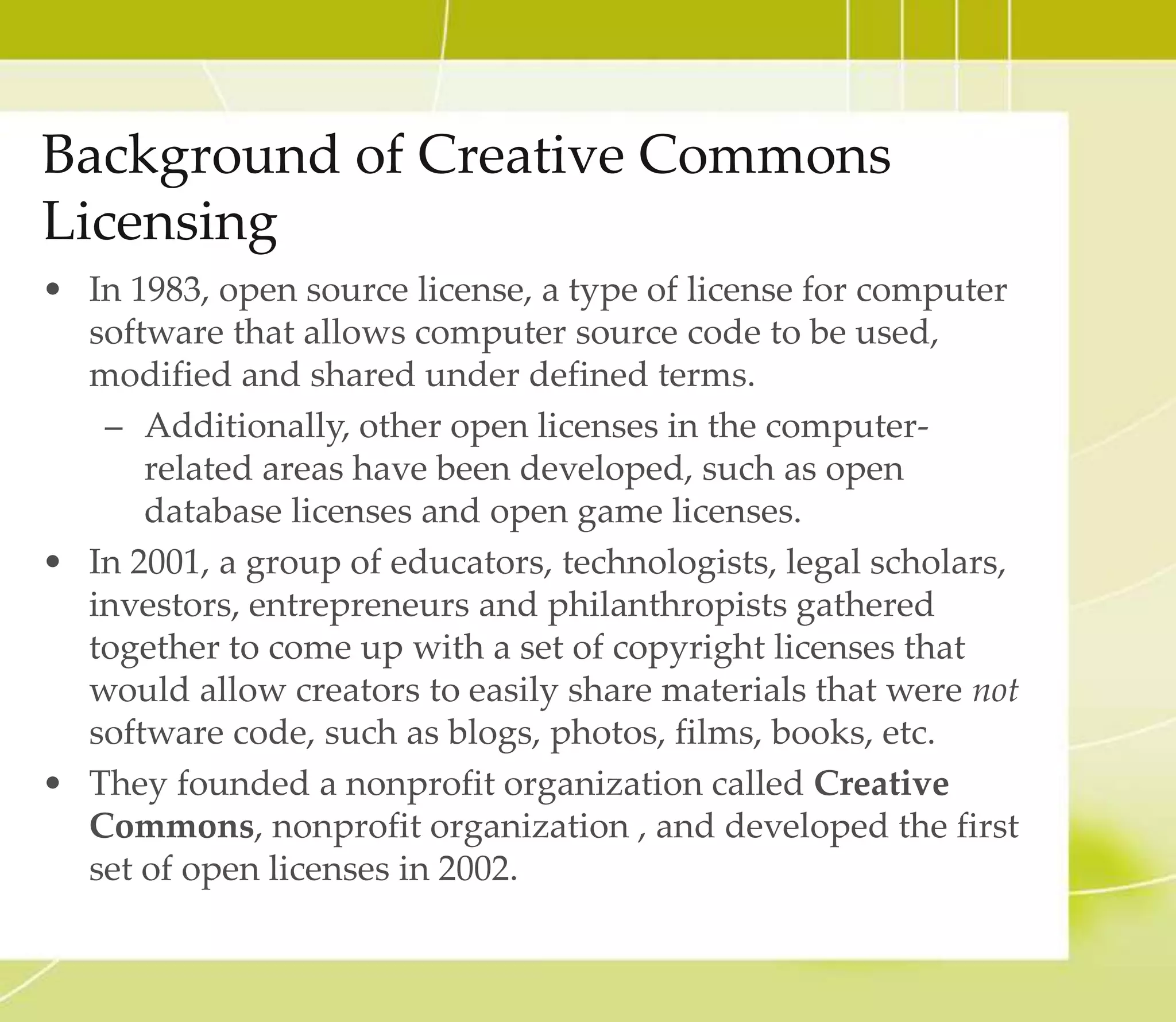 General Benefits of using OER
14
 Learning effectiveness
 Better quality or more recent material
 Access
 Wider variety of learning materials
 There are 750 free online courses from leading
universities that are open to the public
 Enhances opportunities for learning
 Informed decisions as to content and class
preparation
 Scale
 Cost effective
 Adaptability for individual colleges and
instructors
 