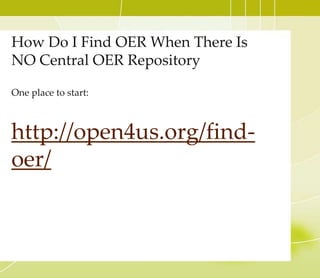 What are licenses?
• A license is a document that specifies what can and
cannot be done with a work. It grants permissions and
states restrictions. Broadly speaking, an open license is
one that grants permission to access, re-use and
redistribute a work with few or no restrictions (definition
from Openedefinition.org).
 