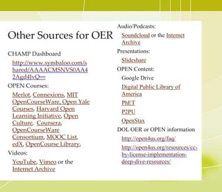 Background of CC Licensing
• In 1983, open source license, a type of license for computer
software that allows computer source code to be
used, modified and shared under defined terms.
– Additionally, other open licenses in the computer-
related areas have been developed, such as open
database licenses and open game licenses.
• In 2001, a group of educators, technologists, legal
scholars, investors, entrepreneurs and philanthropists
gathered together to come up with a set of copyright
licenses that would allow creators to easily share materials
that were not software code, such as
blogs, photos, films, books, etc.
• They founded a nonprofit organization called Creative
Commons and developed the first set of open licenses in
2002.
 