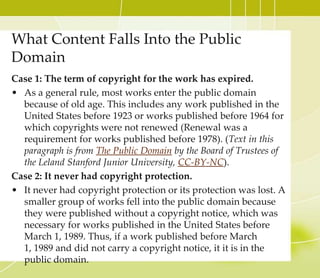 CC Licensed Course Material part 2
5. Type your keyword in the search window, or scroll down to
find the course.
6. Click BROWSE to see the contents.
7. Find the course material. The same logic applies to almost
all other open course packages available. First, find the
course listing (usually it says “Courses”), then browse the
content and locate the specific course item you are looking
for.
Try other repositories that provide open course materials
(Check under Modular Course Components or Complete
Course Search at http://open4us.org/find-oer/). You may find
the repository that serves your needs best.
•
 