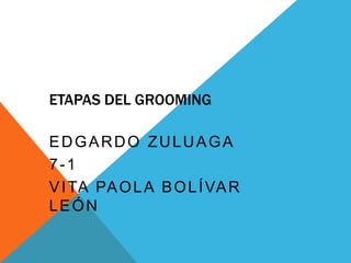 ETAPAS DEL GROOMING
EDGARDO ZULUAGA
7-1
VITA PAOLA BOLÍVAR
LEÓN
 