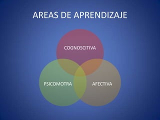 AREAS DE APRENDIZAJE

COGNOSCITIVA

PSICOMOTRA

AFECTIVA

 