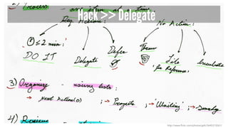 Hack >> Delegate
http://www.flickr.com/photos/gsfc/3645313261/
 