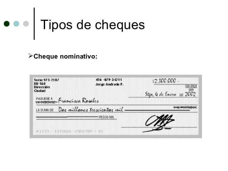 Ingresar Un Cheque Nominativo En La Cuenta Del Titular El cheque