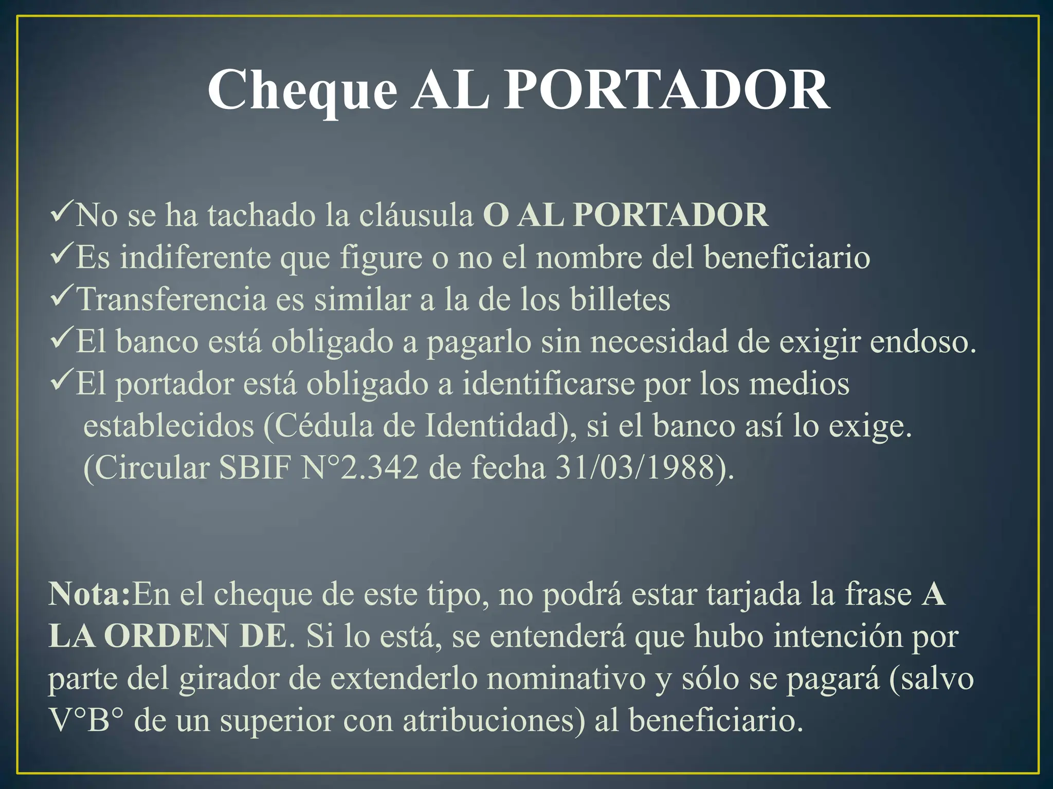 El Cheque sus disposiciones legales segun ley de cheques | PPT