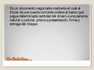 El cheque y sus partes | PPT