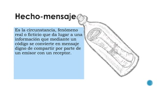 Es la circunstancia, fenómeno
real o ficticio que da lugar a una
información que mediante un
código se convierte en mensaje
digno de compartir por parte de
un emisor con un receptor.
 