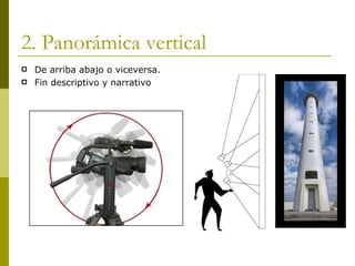 2. Panorámica vertical De arriba abajo o viceversa. Fin descriptivo y narrativo 